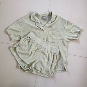 Kith Light Green Button Down Shirt and Shorts Set